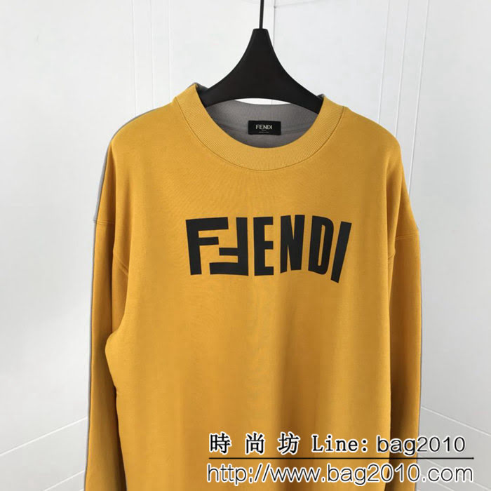 FENDI芬迪 專櫃同步 2018年新款 黃色圓領衛衣 潮流時尚 情侶款 ydi1165